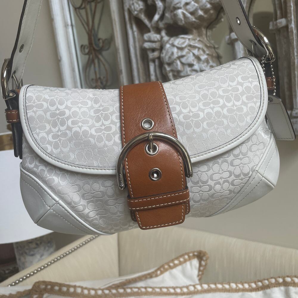 Coach Soho Mini White Signature Flap Bag | 12303 Jacquard & Leather Y2K